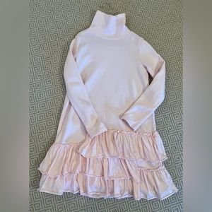 Crew Cuts 🎀 Girls dress Size 8 pale pink cotton sweatshirt material with ruffle